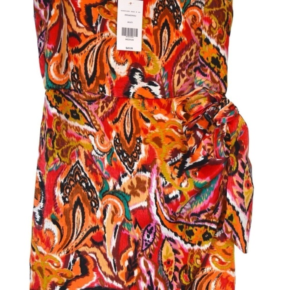 The Buckle Willow & Root Wrap Tie Mini Dress, Multi Bold Colors - Medium - Picture 4 of 12